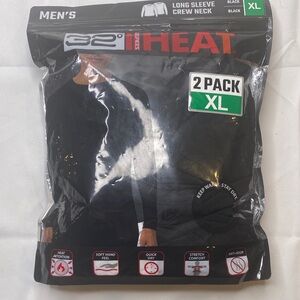 32 Degrees Men's Black Long Sleeve Crew Neck 2 Pack